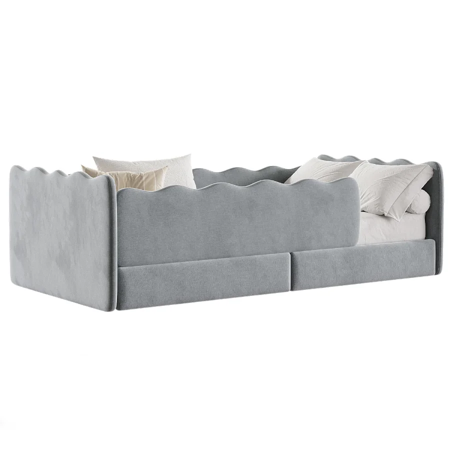 Cozy Ivory Boucle Low Profile Kids Bed - Image 1