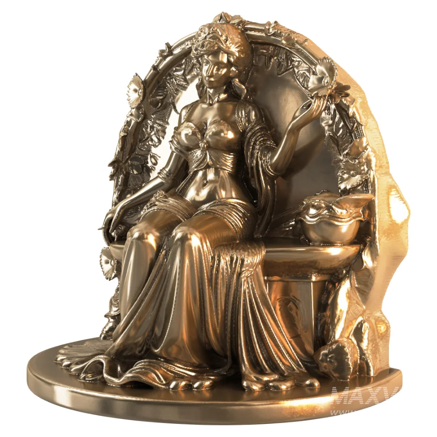 Art Nouveau Goddess with Floral Swan - Image 3