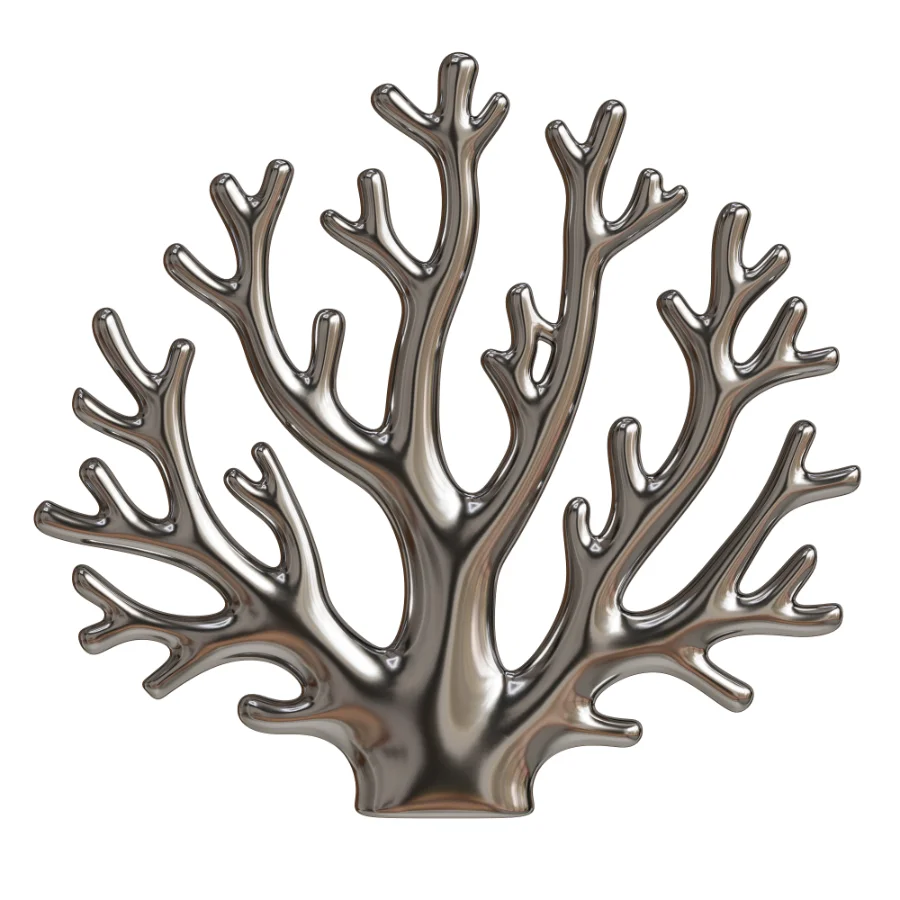 Chrome Coral Tree Wall Sculptural Decor - Image 1