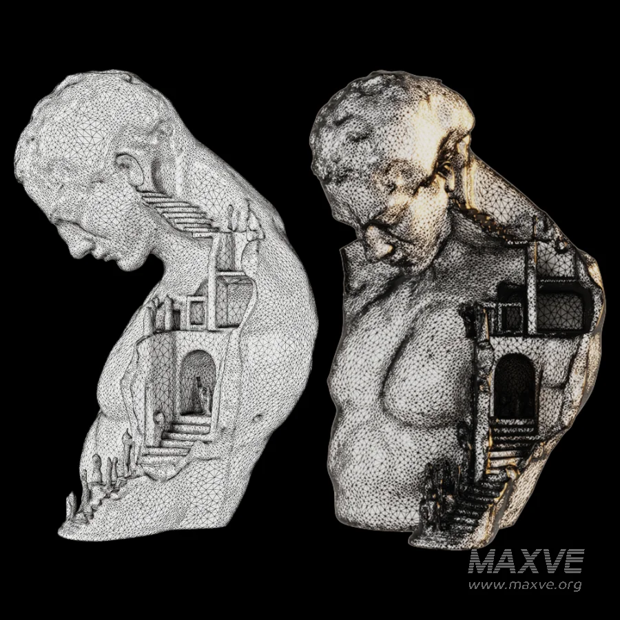 Surrealistic Classical Bust Architectural Sculpture - Image 6