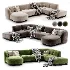 Naduvi Miley Velvet Right Cremekleurig Sofa - Thumbnail 5