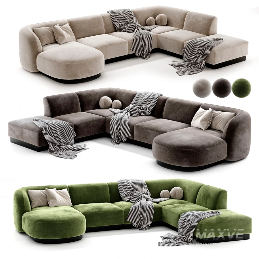 Naduvi Miley Velvet Right Cremekleurig Sofa - Image 5