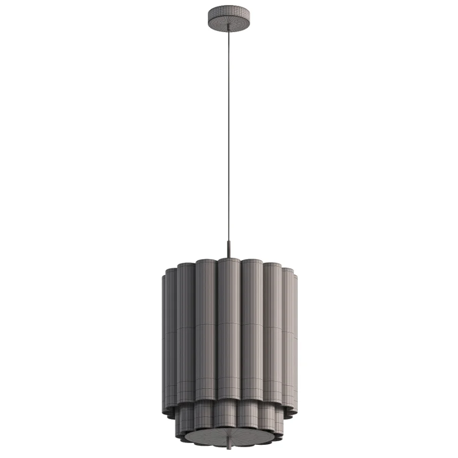Folia small scalloped natural linen pendant - Image 4