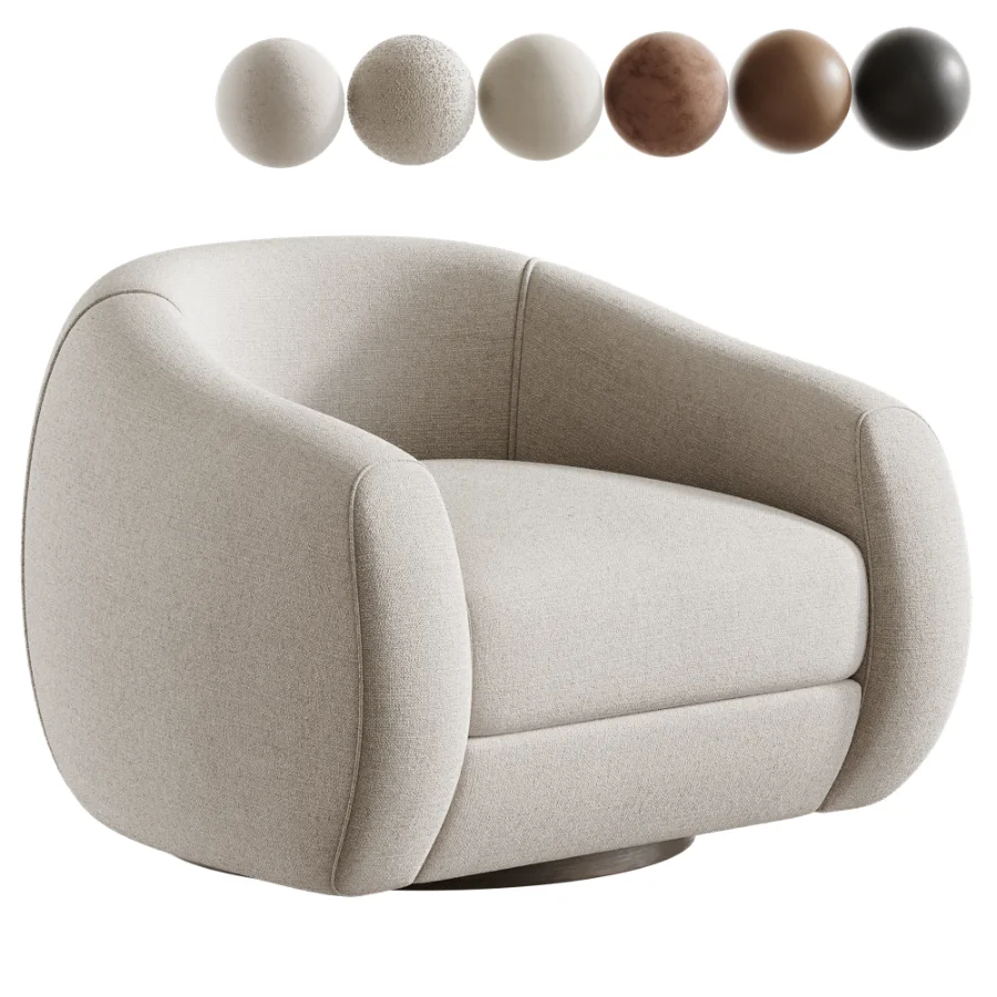 Laszlo Camel Brown Boucle Swivel Chair - Image 1