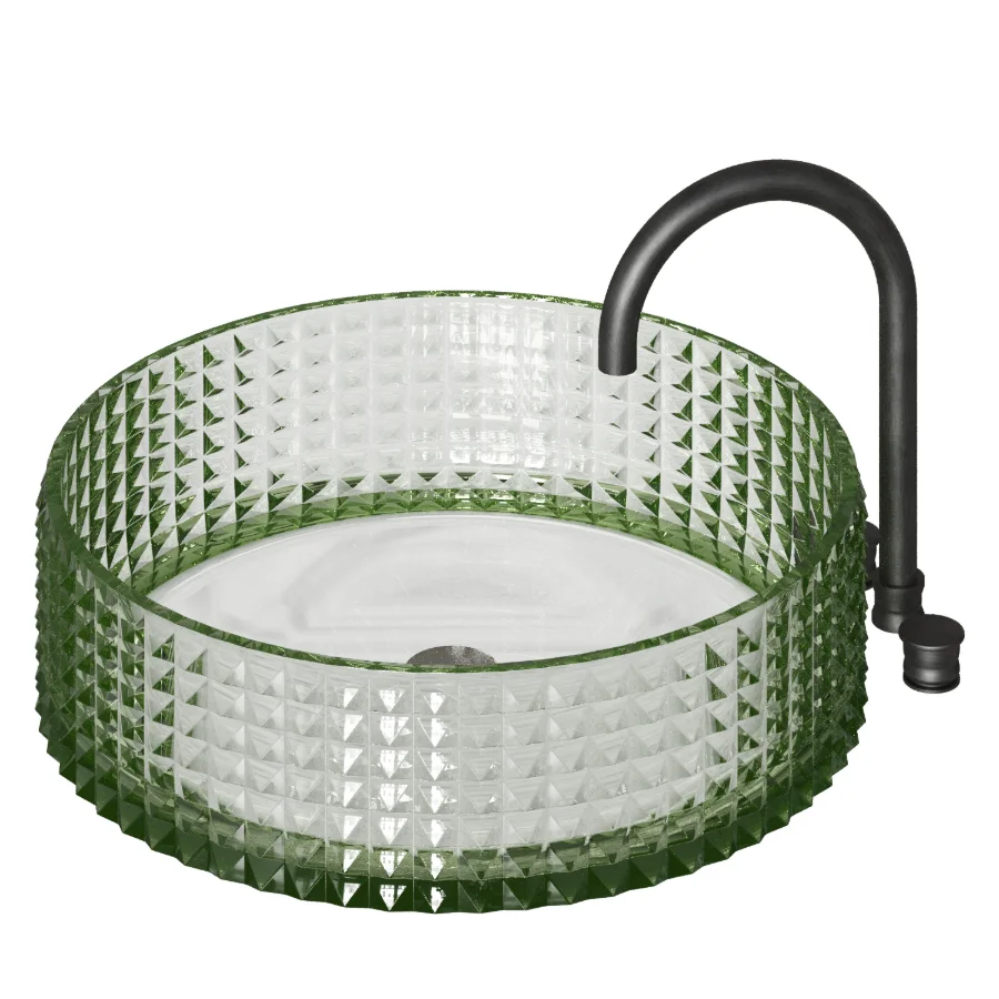 Glass countertop bathroom sink 4 colors - Image 4