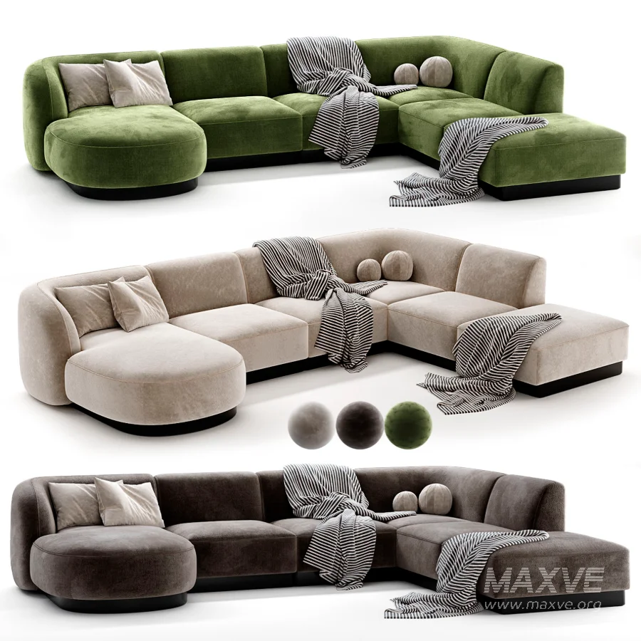 Naduvi Miley Velvet Right Cremekleurig Sofa - Image 3