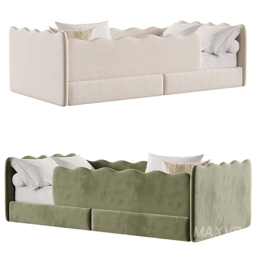Cozy Ivory Boucle Low Profile Kids Bed - Image 4