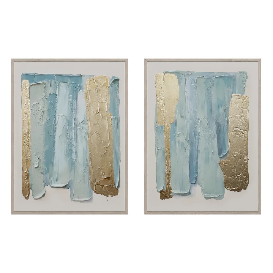 Blue Drift Framed Champagne Painted Wall Art Set of 2 by Z Gallerie - Image 2