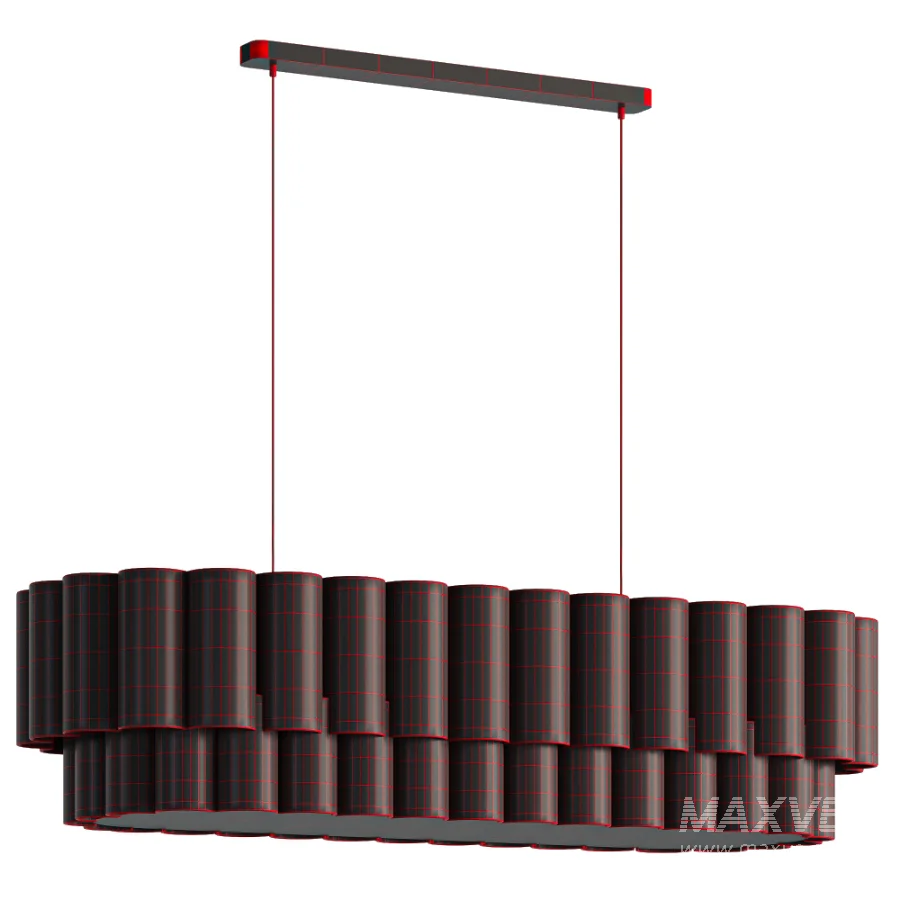 Folia oval scalloped natural linen pendant - Image 5