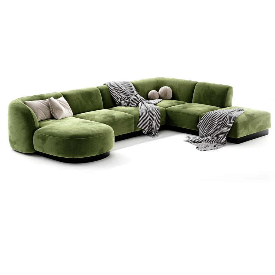 Naduvi Miley Velvet Right Cremekleurig Sofa - Image 1