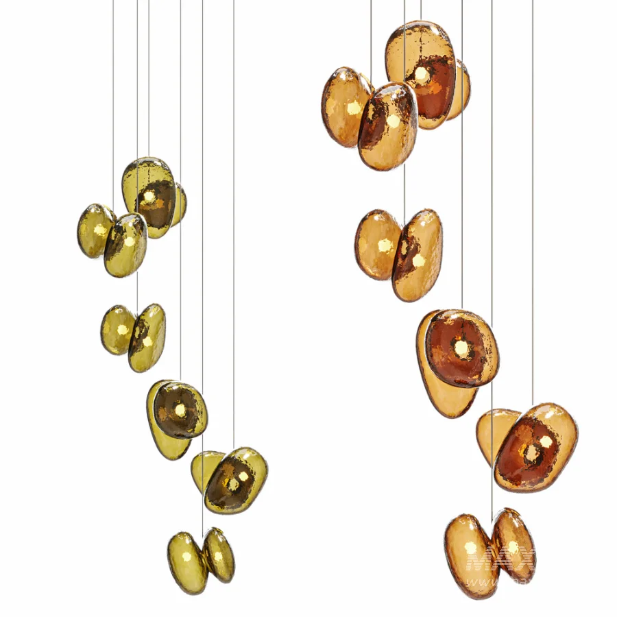 A N D Pebble Chandelier 6 LED Blown Glass Pendant Lamp - Image 7