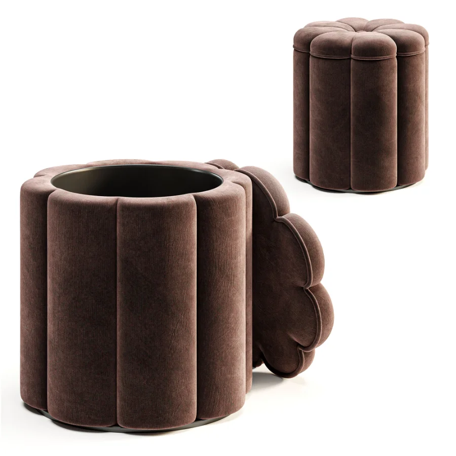 Fleur Textured Performance Velvet Storage Ottoman - Image 1