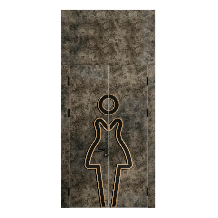 WC Toilet Doors with Metal Male Female Baby Signs Modern - Image 4