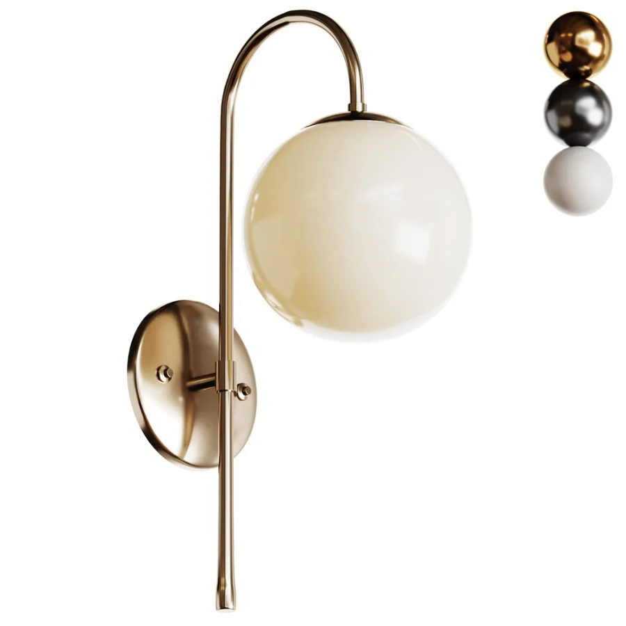 Wall Light E27 MB3167 Gold with a White Ball - Image 1