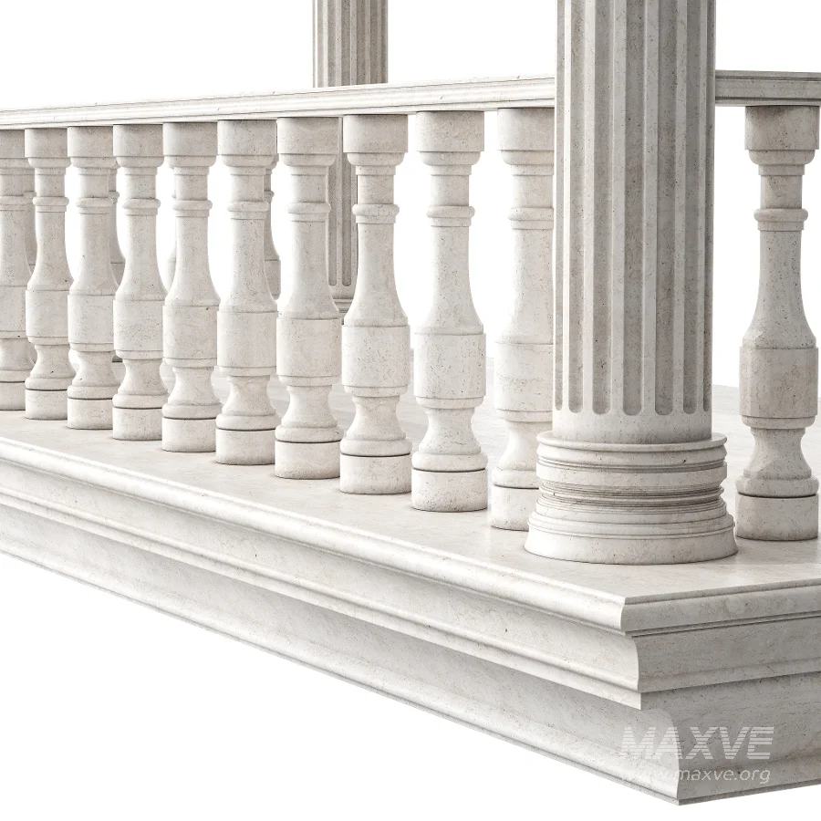 Classical Balcony With Marble Baluster Detailing – Facade Element 2 - Image 7