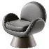 Swivel Armchair With Solid Wood Base - Thumbnail 3
