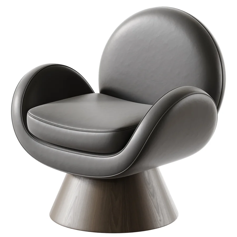 Swivel Armchair With Solid Wood Base - Image 3