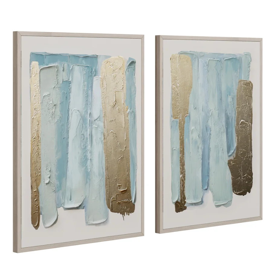 Blue Drift Framed Champagne Painted Wall Art Set of 2 by Z Gallerie - Image 6