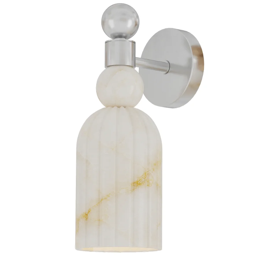 Alabaster Brass Wall Sconce - Image 2