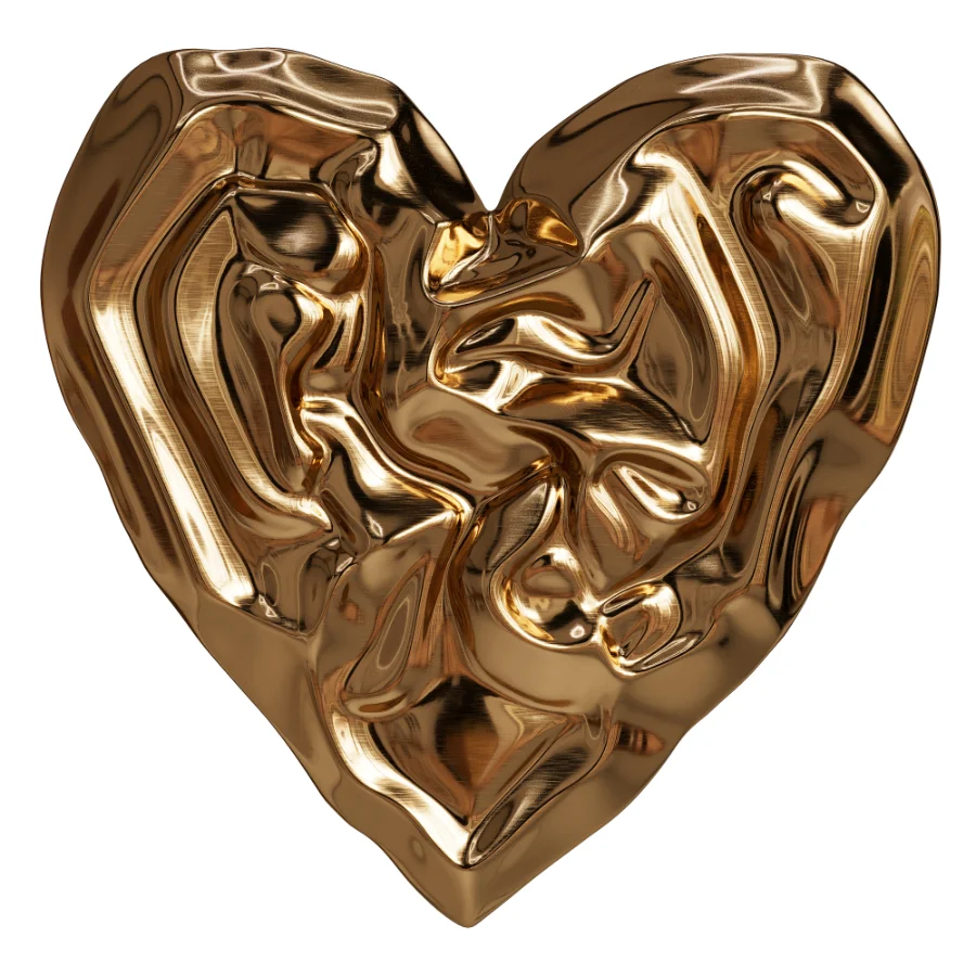 Wall Decor Crumpled Liquid Metal Heart - Image 3
