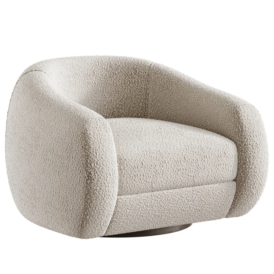 Laszlo Camel Brown Boucle Swivel Chair - Image 2