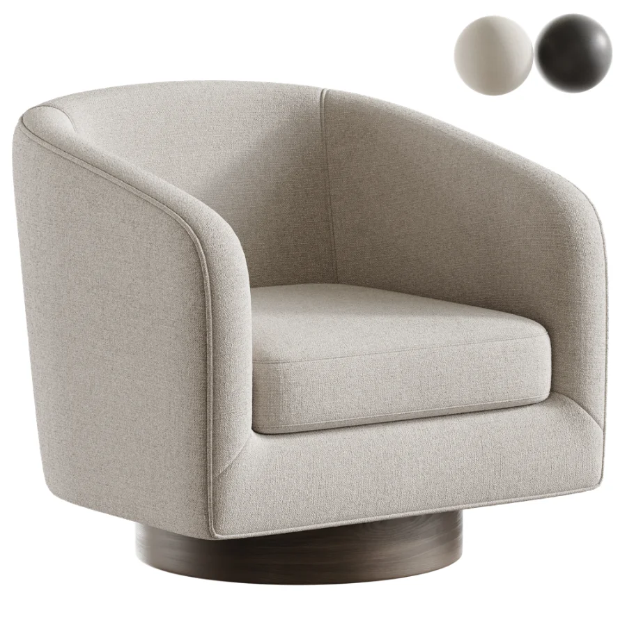 Velvet Boucle Upholstered Accent Chairs Swivel Barrel Chair - Image 3