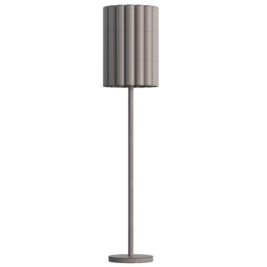 Folia walnut wood and scalloped natural linen floor lamp - Image 4