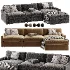 Malea 4 Piece L Shaped Charcoal Grey Performance Fabric Sectional Sofa with Ottoman - Thumbnail 4