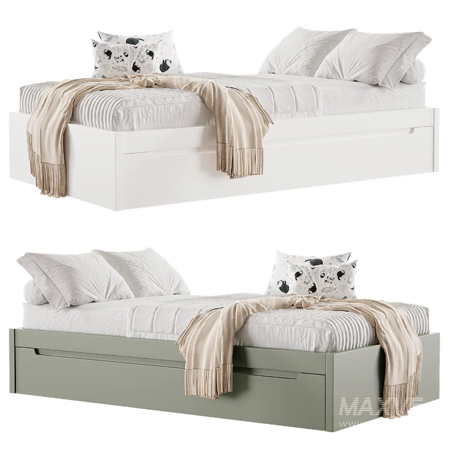 BARI White Trundle Bed - Image 1