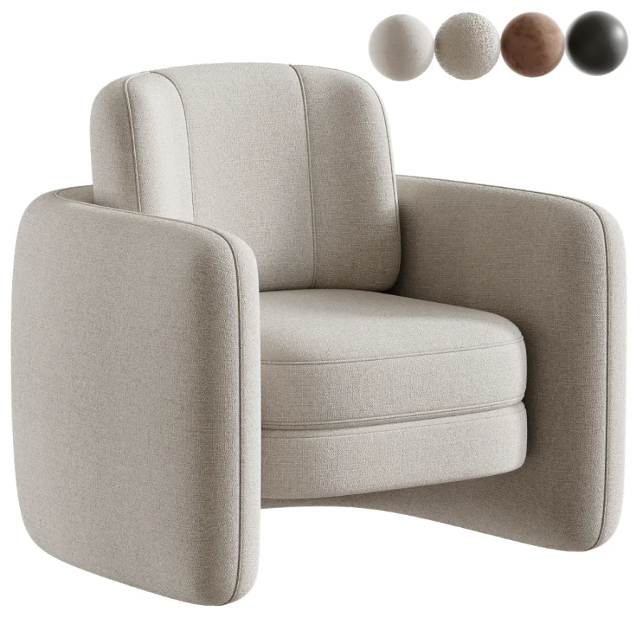 Wide Modern Chenille Upholstered Barrel Accent Chair - Image 1