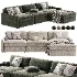 Malea 4 Piece L Shaped Charcoal Grey Performance Fabric Sectional Sofa with Ottoman - Thumbnail 5