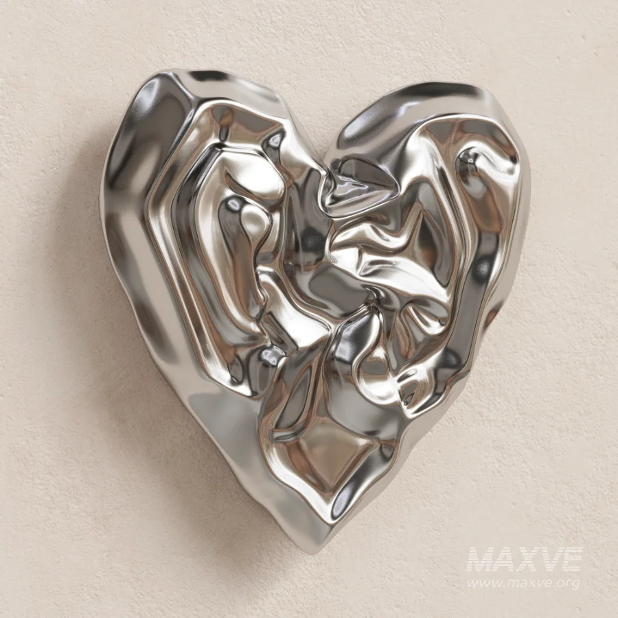 Wall Decor Crumpled Liquid Metal Heart - Image 4