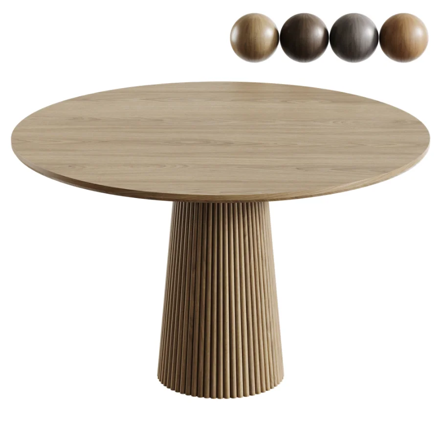 Akira Fluted Round Wooden Table - Image 1