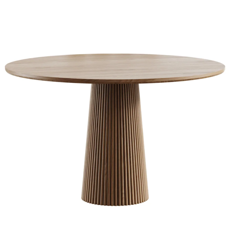 Akira Fluted Round Wooden Table - Image 2