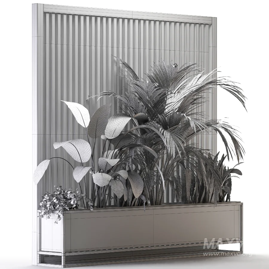 Room Divider Planter 03 – Wooden Panel with Plants - Image 1