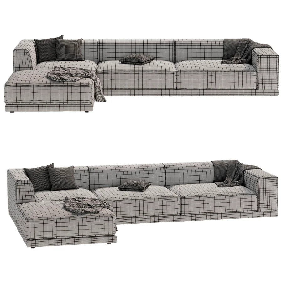 Faible 4 Piece Grey Performance Velvet Deep Depth Sectional Sofa with Right Arm - Image 4