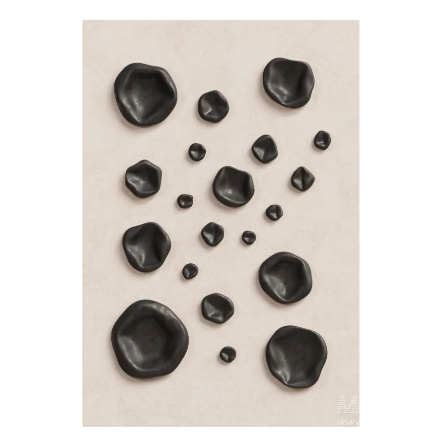 Abstract Chrome Pebble Wall Sculptures and Decor 09 - Image 1