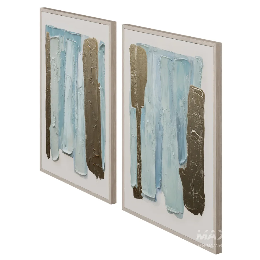 Blue Drift Framed Champagne Painted Wall Art Set of 2 by Z Gallerie - Image 5