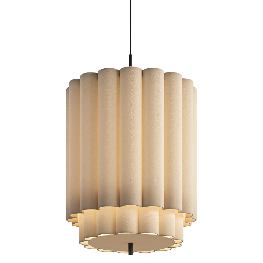 Folia small scalloped natural linen pendant - Image 2