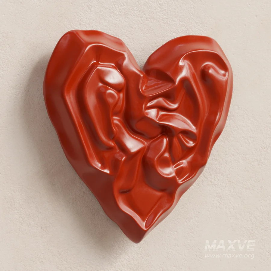 Wall Decor Crumpled Liquid Metal Heart - Image 5