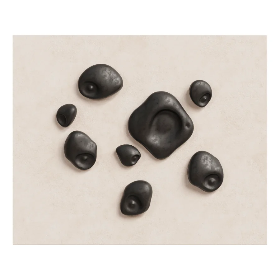 Modern Liquid Gold Pebble Wall Sculptures Set - Image 1