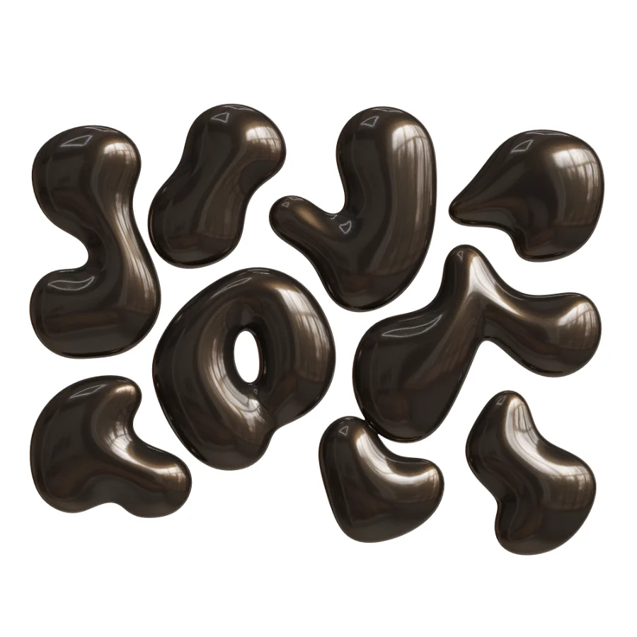 Organic Liquid Droplets Glossy Black Metal Wall Sculpture Abstract - Image 1