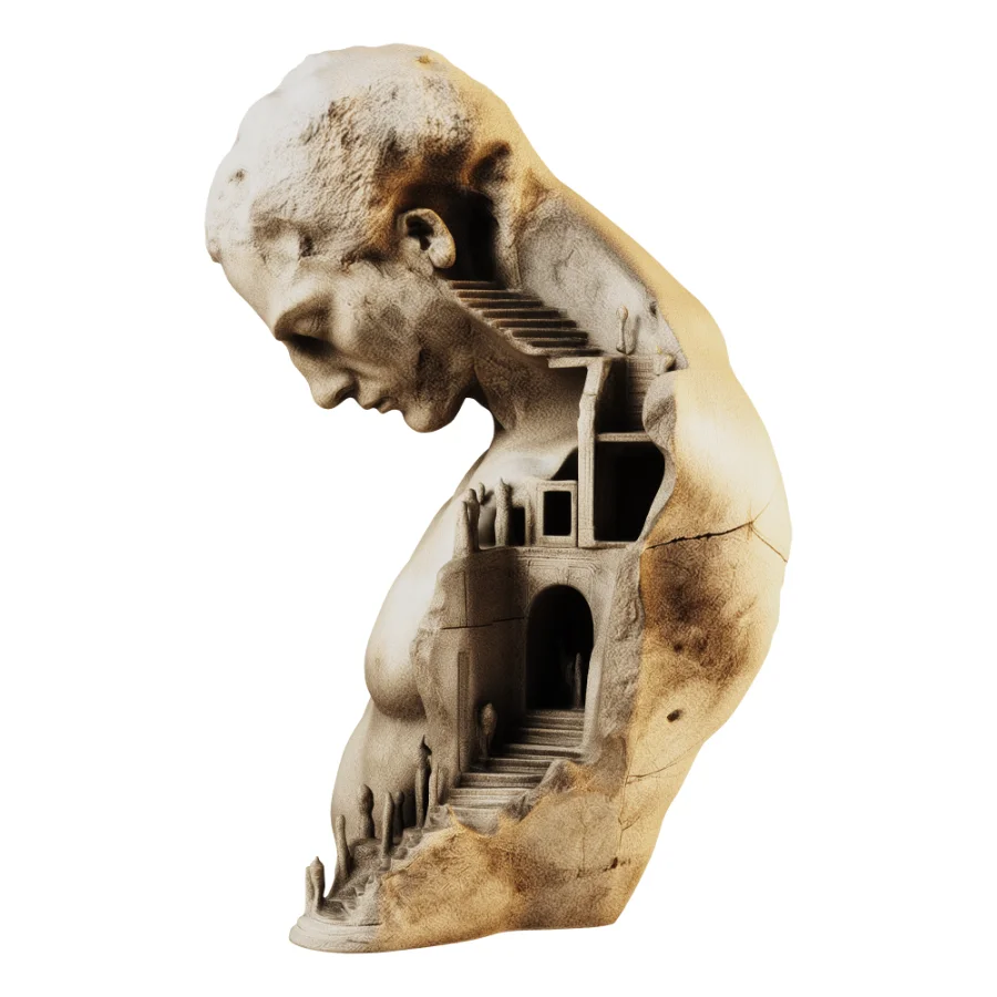Surrealistic Classical Bust Architectural Sculpture - Image 1