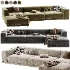 Faible 4 Piece Grey Performance Velvet Deep Depth Sectional Sofa with Right Arm - Thumbnail 3