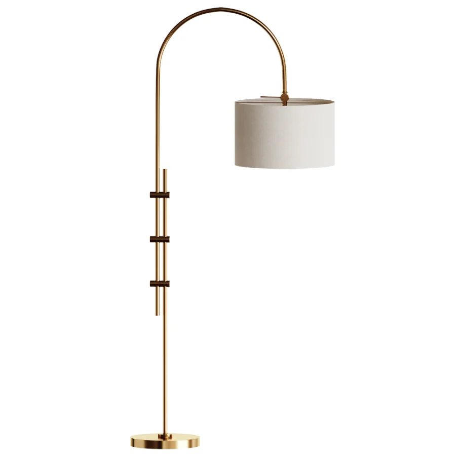 Arc Floor Lamp with Linen Shade - Image 3