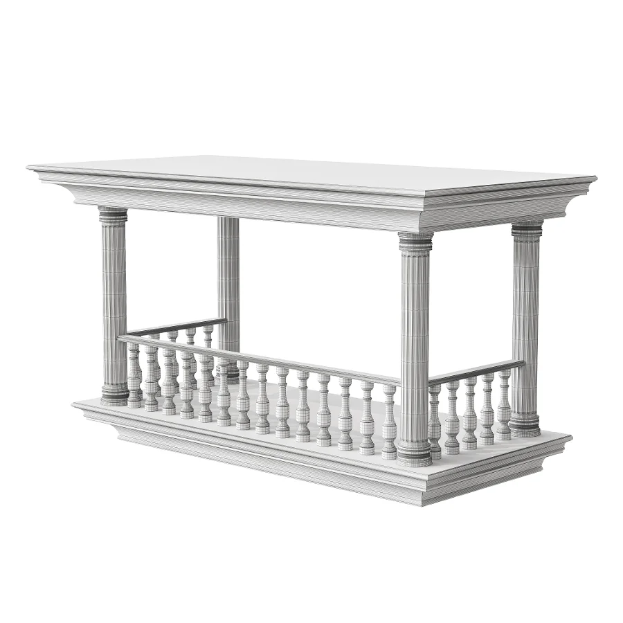 Classical Balcony With Marble Baluster Detailing – Facade Element 2 - Image 1