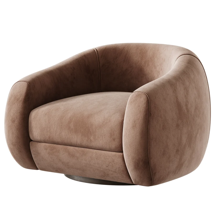 Laszlo Camel Brown Boucle Swivel Chair - Image 4
