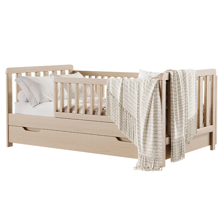 Minimalist White Toddler Bed with Storage - Image 1