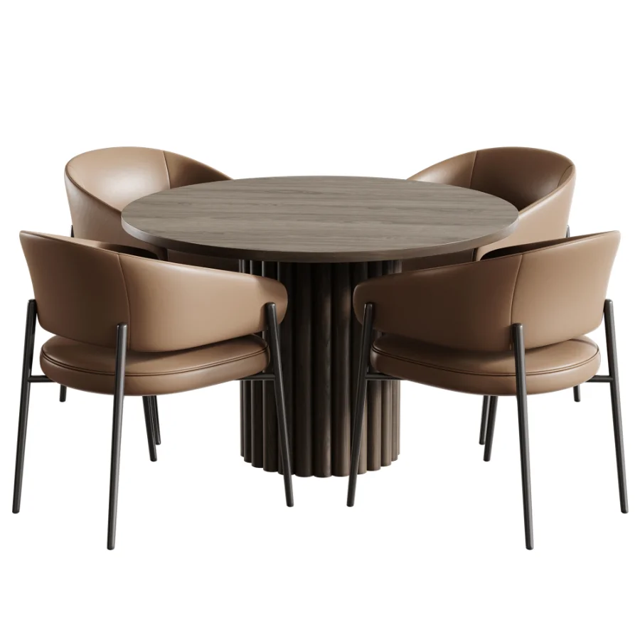 Linda chair And Mayeerty 46 Modern Wooden Round Dining Table - Image 5