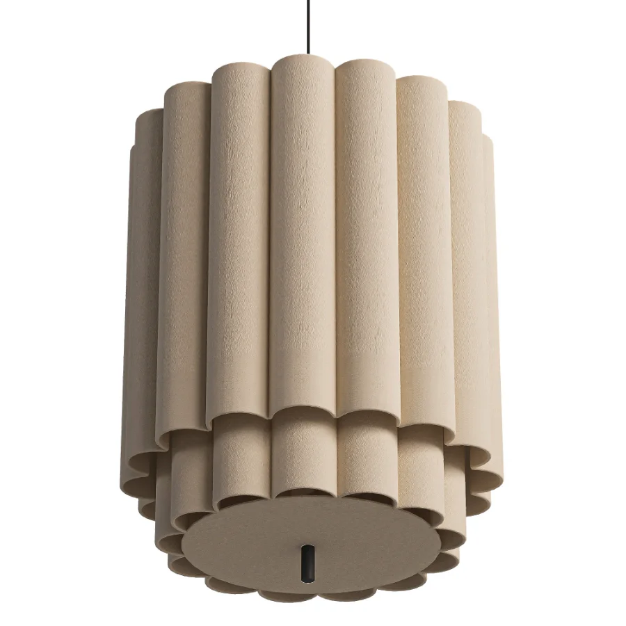 Folia small scalloped natural linen pendant - Image 3